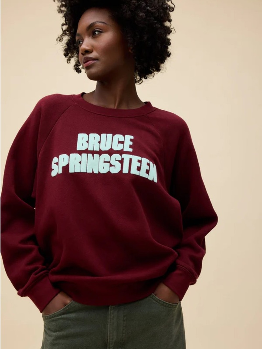 DAYDREAMER Bruce Springsteen Flocked Raglan Sweatshirt Size One Size NWT